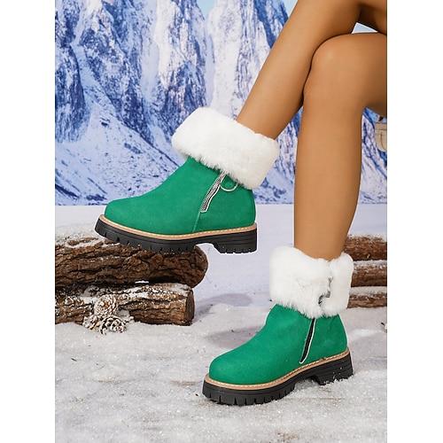 Damen Winterstiefeletten mit Fellfutter - warme Wildleder-Schneestiefel mit seitlichem Reißverschluss und rutschfester Sohle Image