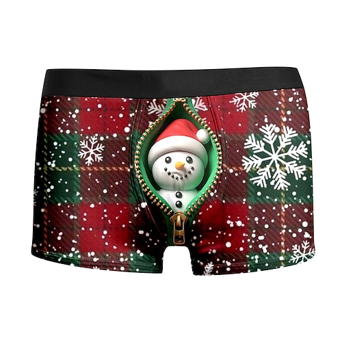 Weihnachten Kurze Boxershorts Unterwäsche Weihnachtsgeschenk Schneemann Grafik Neuartige Komisch für Herren Erwachsene 3D-Druck für Weihnachten Karneval Neujahr Party Image