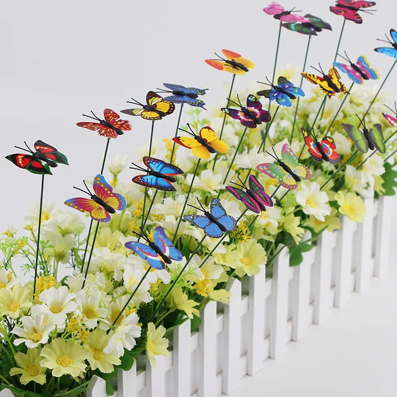 50-10Pcs Simulation Schmetterling Bunte Schmetterling Stakes Home Garten Hof Pflanze Blumentopf Mehrzweck Schmetterling Dekoration Image
