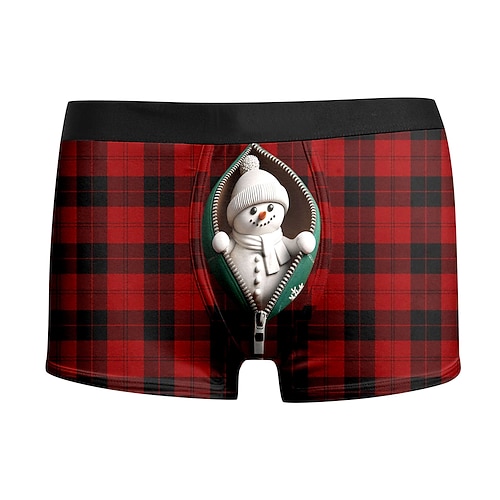 Weihnachten Kurze Boxershorts Unterwäsche Weihnachtsgeschenk Schneemann Grafik Neuartige Komisch für Herren Erwachsene 3D-Druck für Weihnachten Karneval Neujahr Party Image