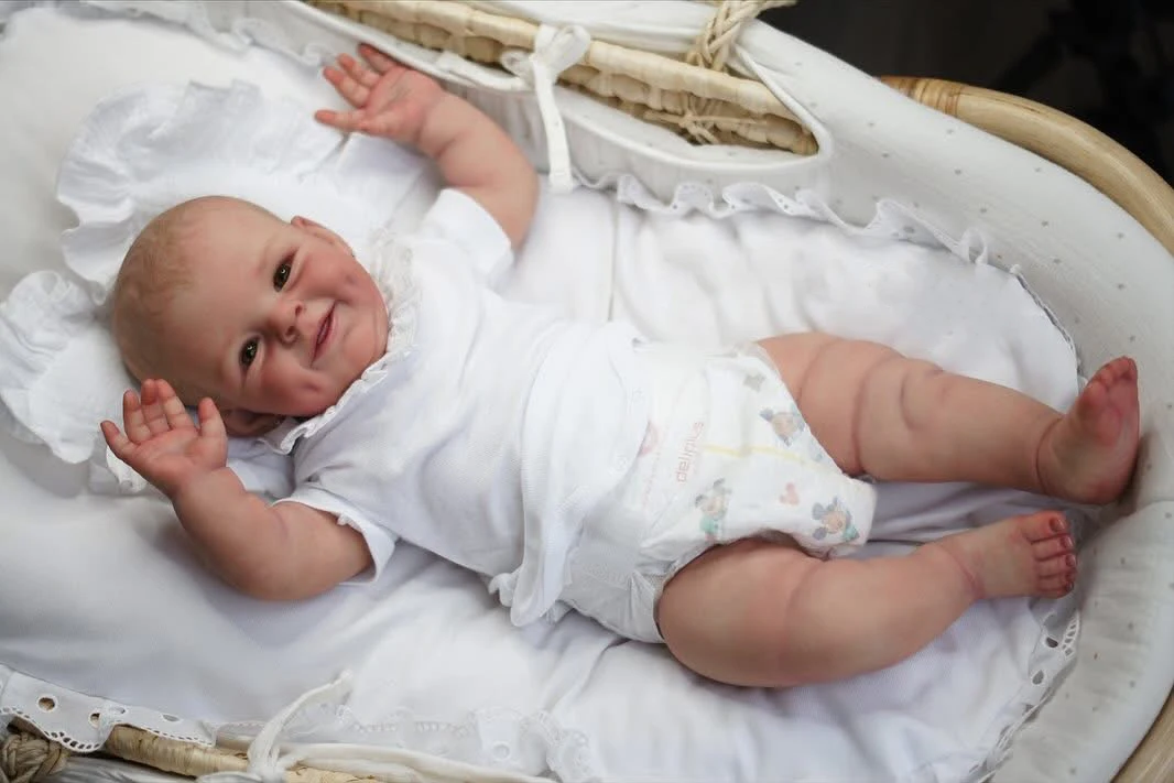 NPK 22 Zoll wiedergeborene Babypuppe, Shaya-Version, süßer Kleinkind, Junge, echte 3 Monate große, lebensechte, weiche Haptik, kuscheliges Spielzeug für Kinder im Alter von 3–15 Jahren