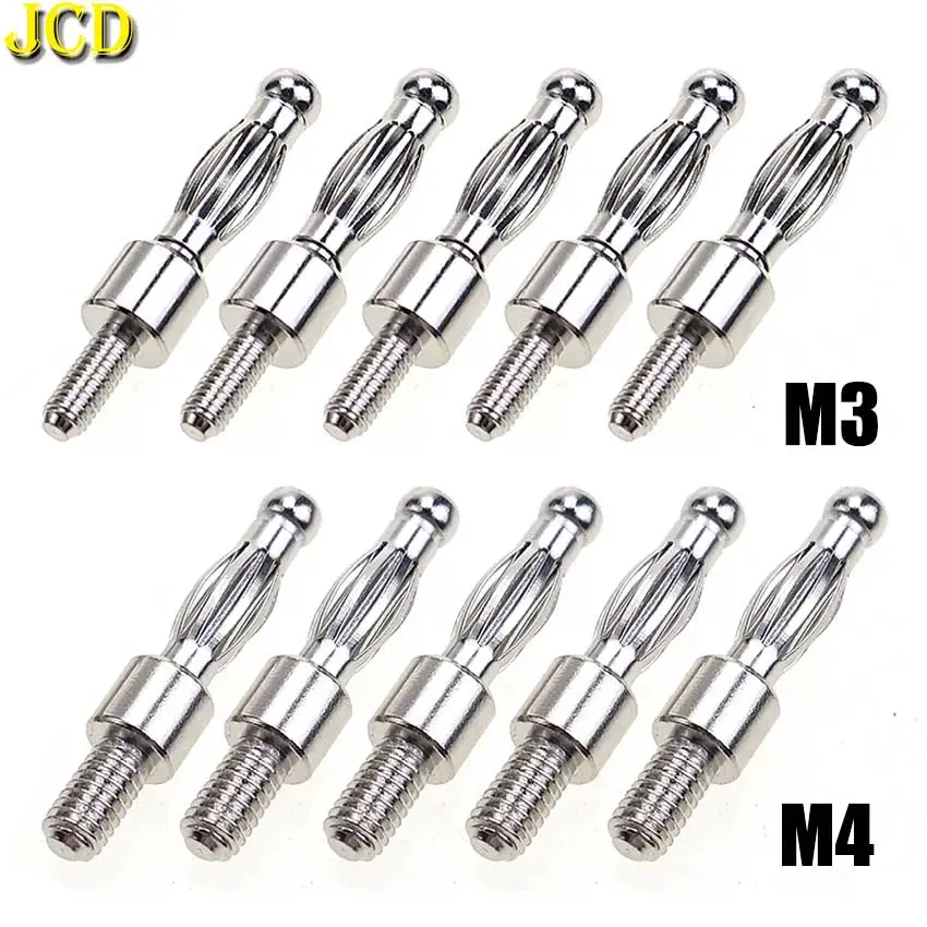 JCD 10 Stück 4 mm Bananenstecker-Stecker-Adapter, 3 mm/4 mm Laternenform, Bananenstecker mit M3/M4-Schraubgewinde Image