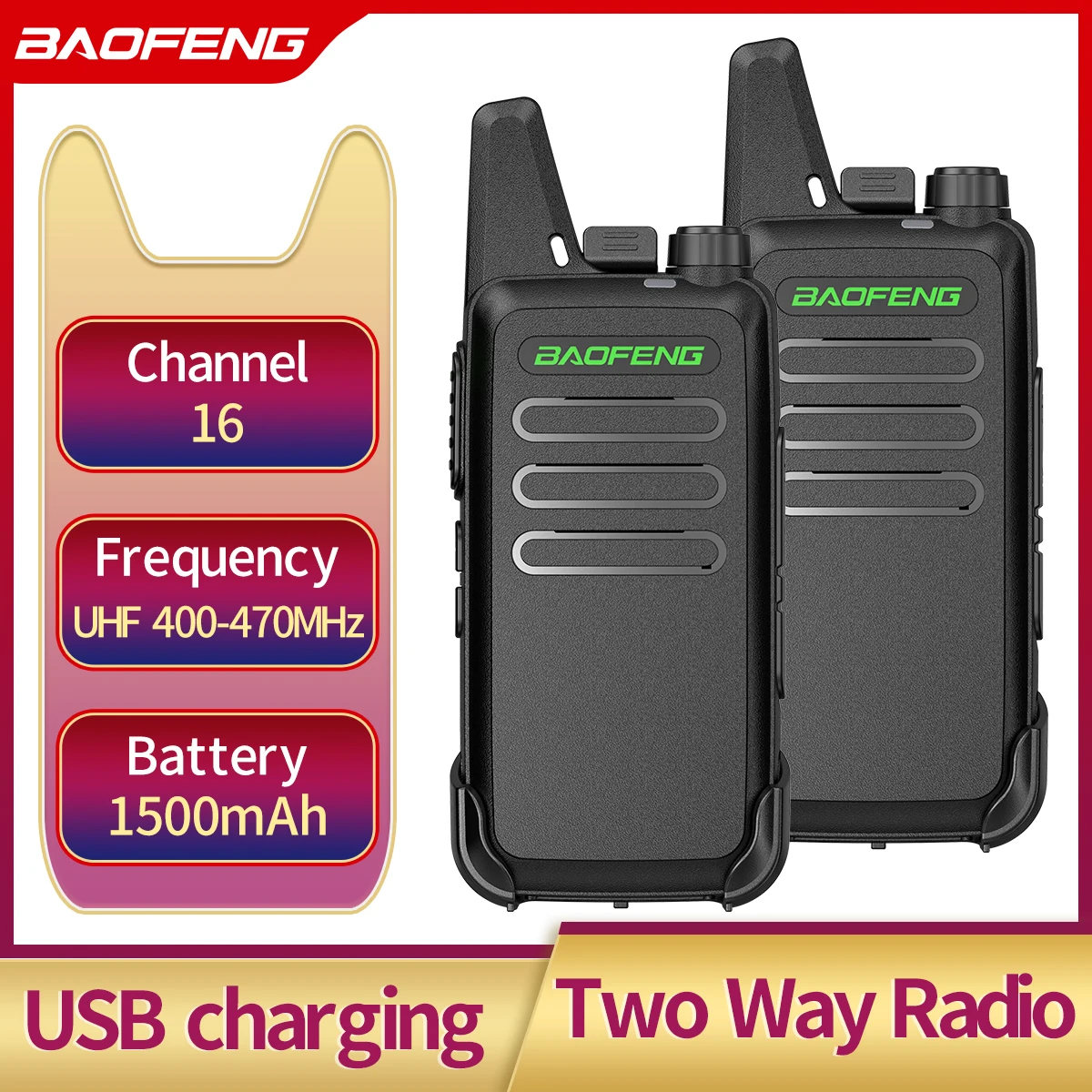 2pcs Mini Walkie Talkie Baofeng BF-T20 tragbare Zwei-Wege-Radio aufladen USB Vox für BF-C9 BF-888S KD-C1 für Station Hotel Jagd Image