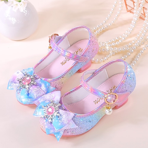 Glitzernde Mary-Jane-Schuhe für Mädchen mit Schleife und Kristallverzierungen – verstellbarer Riemen, in Rosa und Blau erhältlich Image