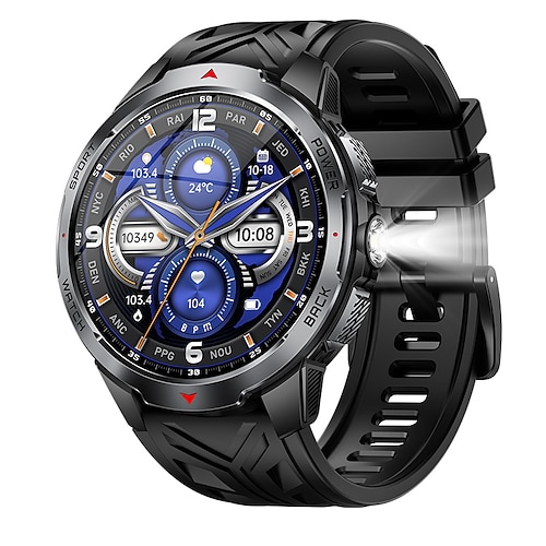 Smart Watch LED-Taschenlampe Outdoor KT88 Kompass BT Anruf Männer Multisport Fitness Tracker 1100mAh große Batterie Smartwatch