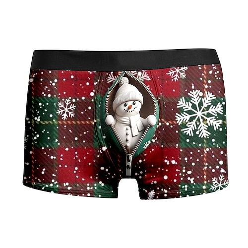 Weihnachten Kurze Boxershorts Unterwäsche Weihnachtsgeschenk Schneemann Grafik Neuartige Komisch für Herren Erwachsene 3D-Druck für Weihnachten Karneval Neujahr Party Image