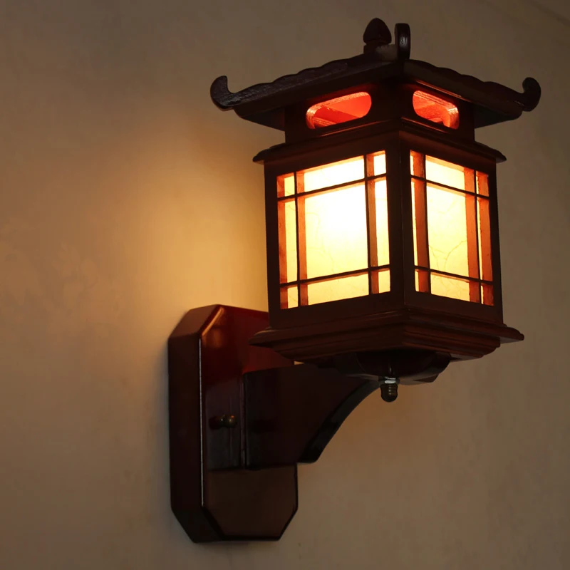Antike Chinesische Retro Holz-Wandleuchte E27 Restaurant Hotel Schlafzimmer Wandlampe Vintage Leuchte Art Deco