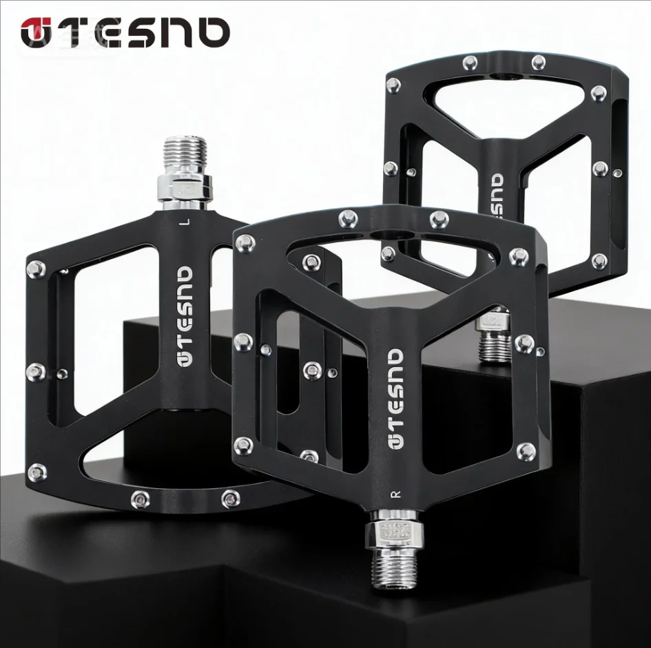 TESNO Ultraleichte Fahrradpedale, 3 Lager, CNC-Aluminiumlegierung, rutschfeste Pedale für MTB, BMX, Rennrad, 9/16 Zoll Gewinde Image