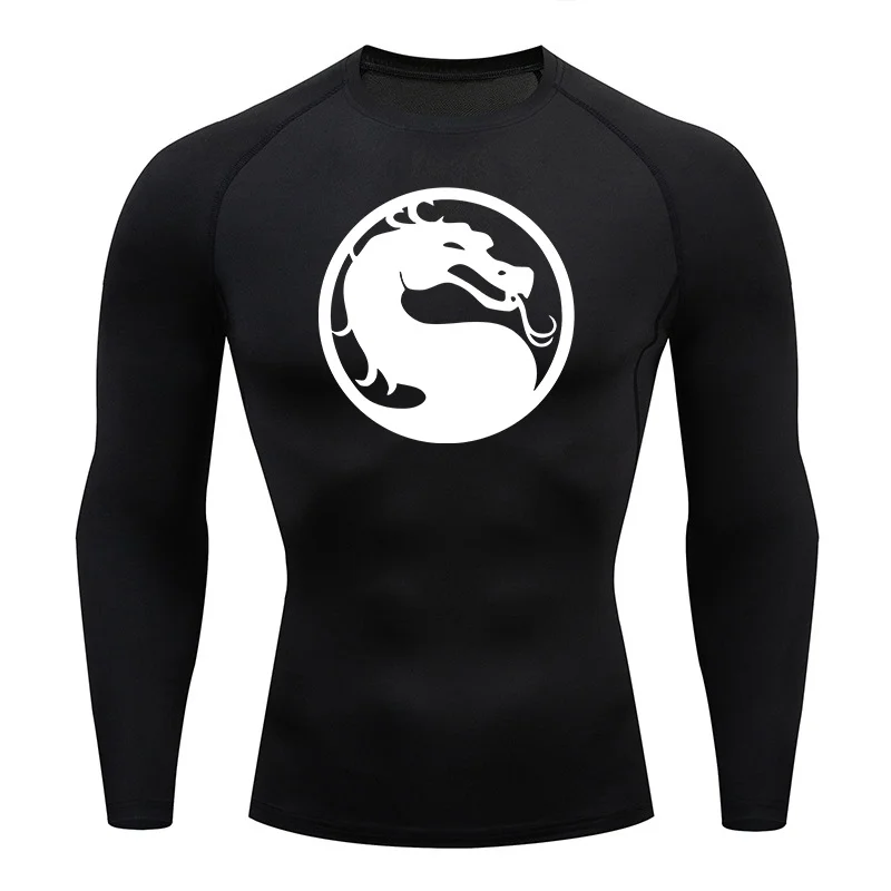 Drachen-Grafik-Kompressionsshirts für Herren, sportlich, schnell trocknend, langärmelig, T-Shirts, Tops, Fitnessstudio, Workout, Laufen, Unterhemd, Baselayers Image