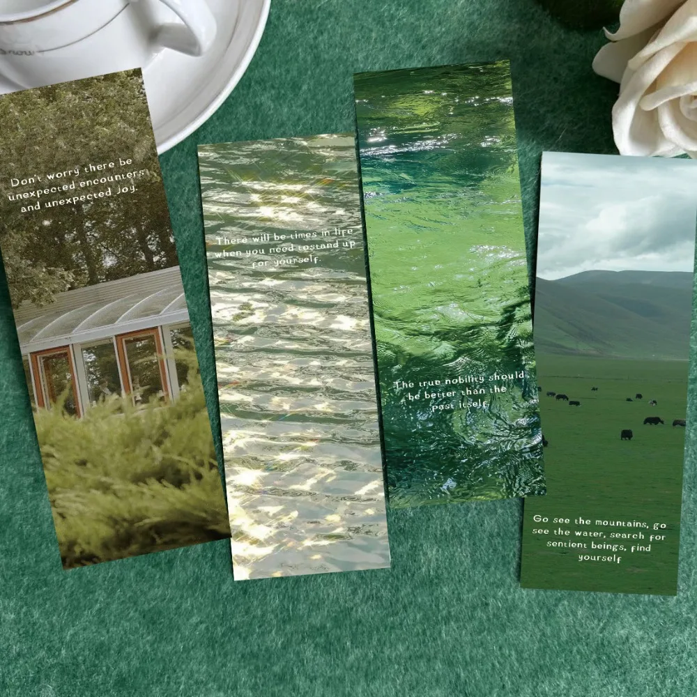 30PCS Grüne Landschaft Lesezeichen Ästhetische Student Leseseiten Bücher Kennzeichnung Papier Karten Dekoration Kreative Geschenke Image