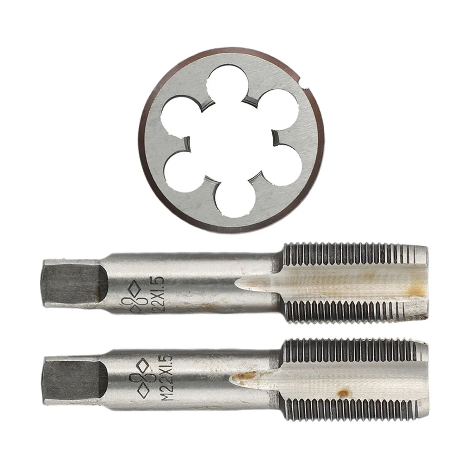 3 Stück HSS M22 x 1,5 mm Kegel und Stecker – Gewindebohrer und M22 x 1,5 mm matrizenes metrisches Gewinde für die Herstellung von Formen, Autoreparaturen. Heißer Verkauf Image