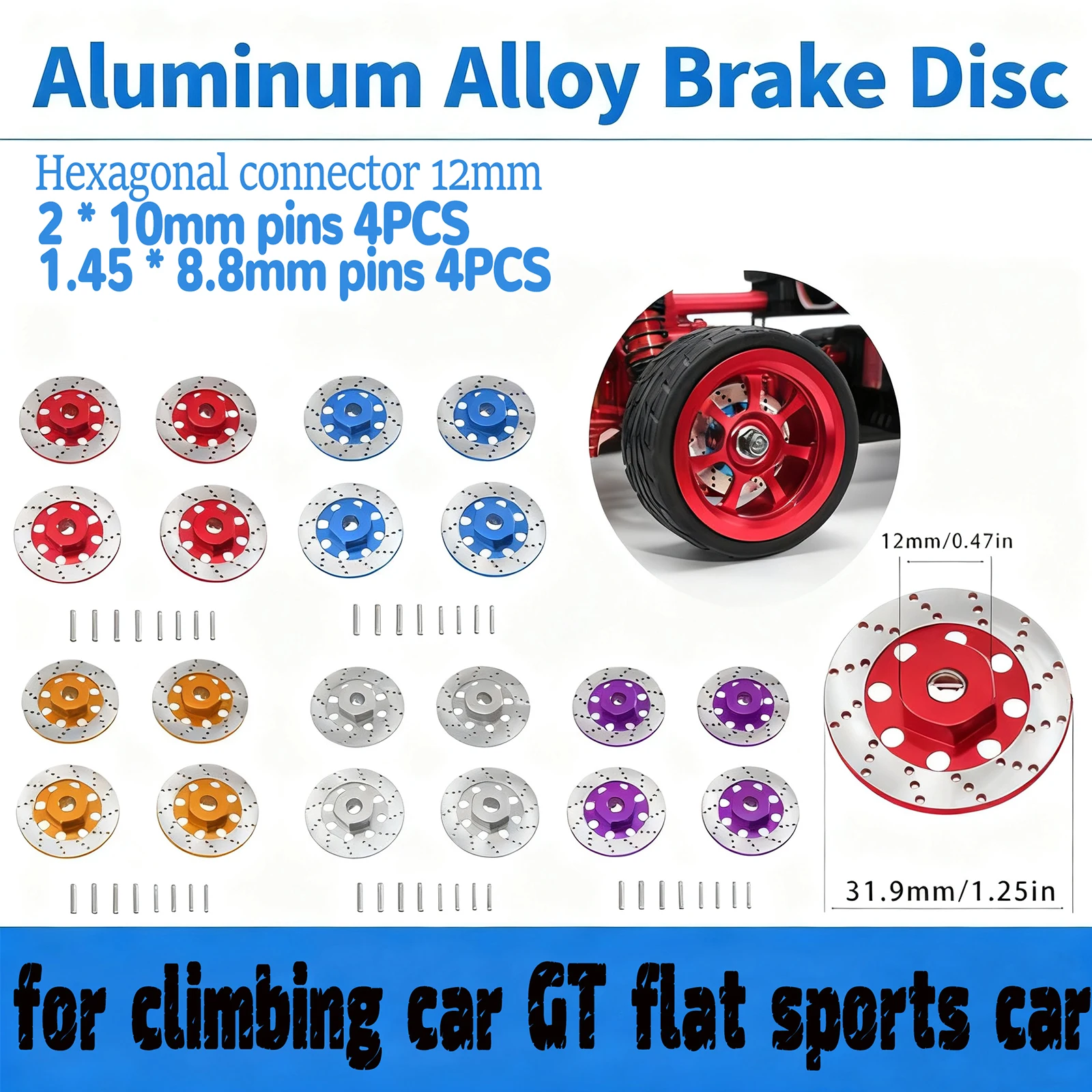 4PCS Metall Bremsscheibe Felge Box Metall Hex Adapter 12mm Für MJX Rlaarlo Wltoys MN modell Marke der GT Flache Run Klettern RC Auto Image