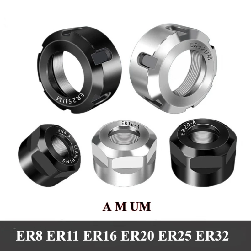 1PCS ER Mutter Spannzange Mutter ER8 ER11 ER16 ER20 ER25 ER32 A M UM MUTTER Frühling Sammeln Mutter Spann CNC fräsen Gravur Maschine Image