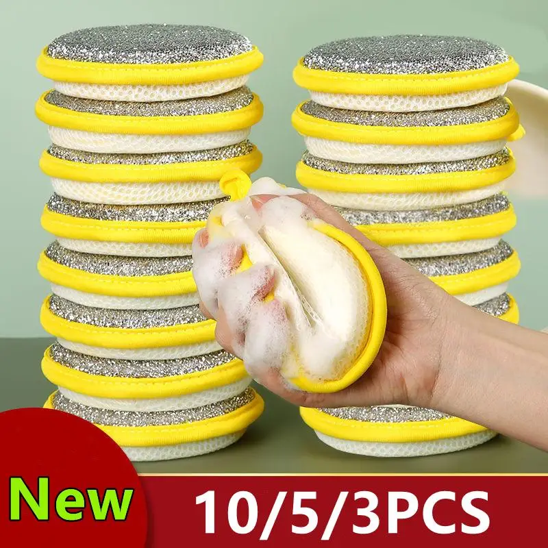 10/5/3PCS Doppel Seite Geschirr Schwamm Dish Waschen Pinsel Pan Topf Dish Waschen Schwämme Haushalt Reinigung wiederverwendbare Küche Werkzeuge Image