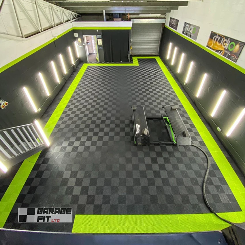 PP ineinandergreifende Garagenbodenfliesen für Villen, grafische Designlösung für Vinyl-Bodenprojekte Image