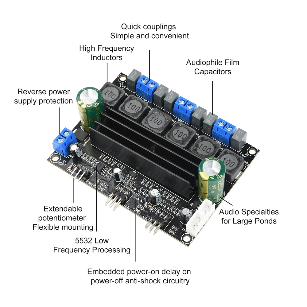 TPA3116D2 Audio Verstärker Bord 2x50W 100W 2,1 Kanal Verstärker Module DC 10-25V HiFi Stereo subwoofer Audio Verstärker Bord Image