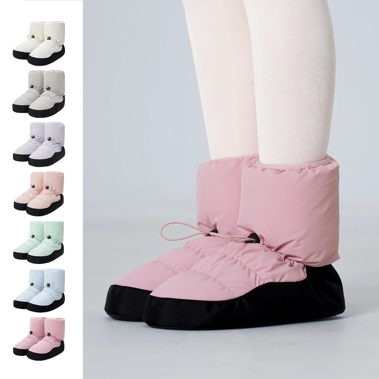 Ballettstiefel für Damen und Mädchen mit Schnalle, rutschfeste Indoor-Stiefel, mittelhohe Stiefel mit weicher Sohle, Aufwärm-Schuhe, Winter-Ballerina-Stiefel