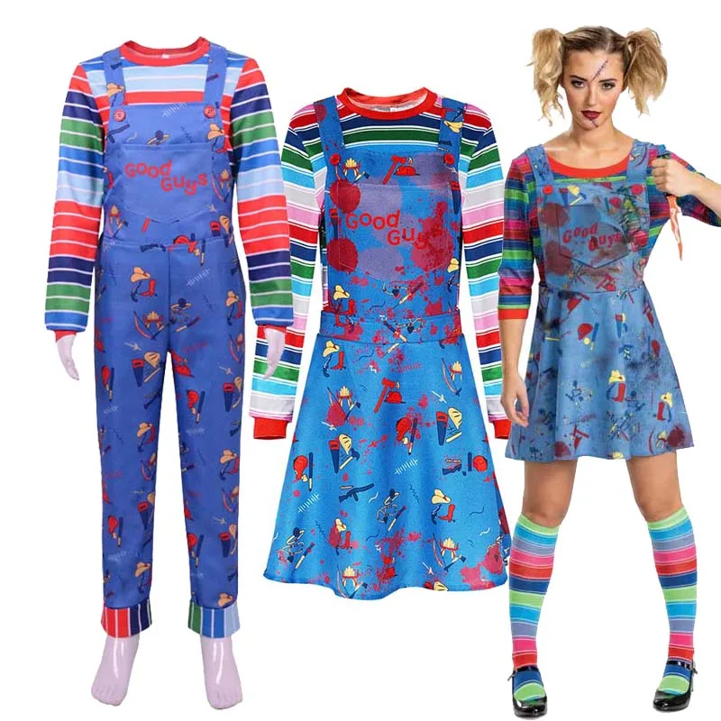 Halloween Karneval Gruseliger Albtraum Chucky Puppe Erwachsenes Chucky Kostüm für Männer Frauen Image