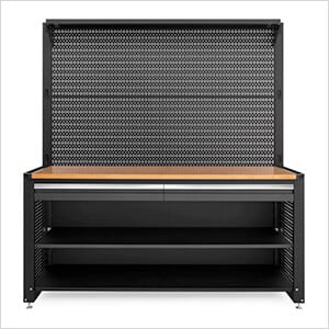 NewAge Garage Cabinets PRO Series Grey 78-Inch Workstation with Bamboo Top and 30 Piece Accessory Kit