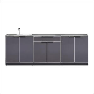 NewAge Outdoor Kitchens Aluminum Slate 3-Piece Outdoor Kitchen Set with Countertops and Covers