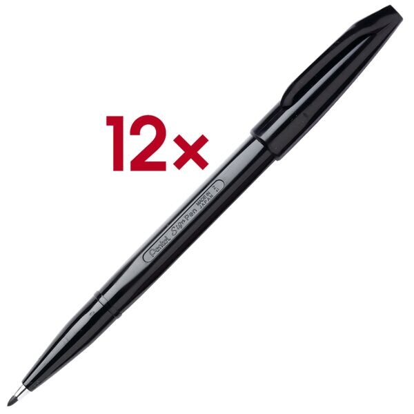 Pentel 12x Faserschreiber »Sign Pen« schwarz Image