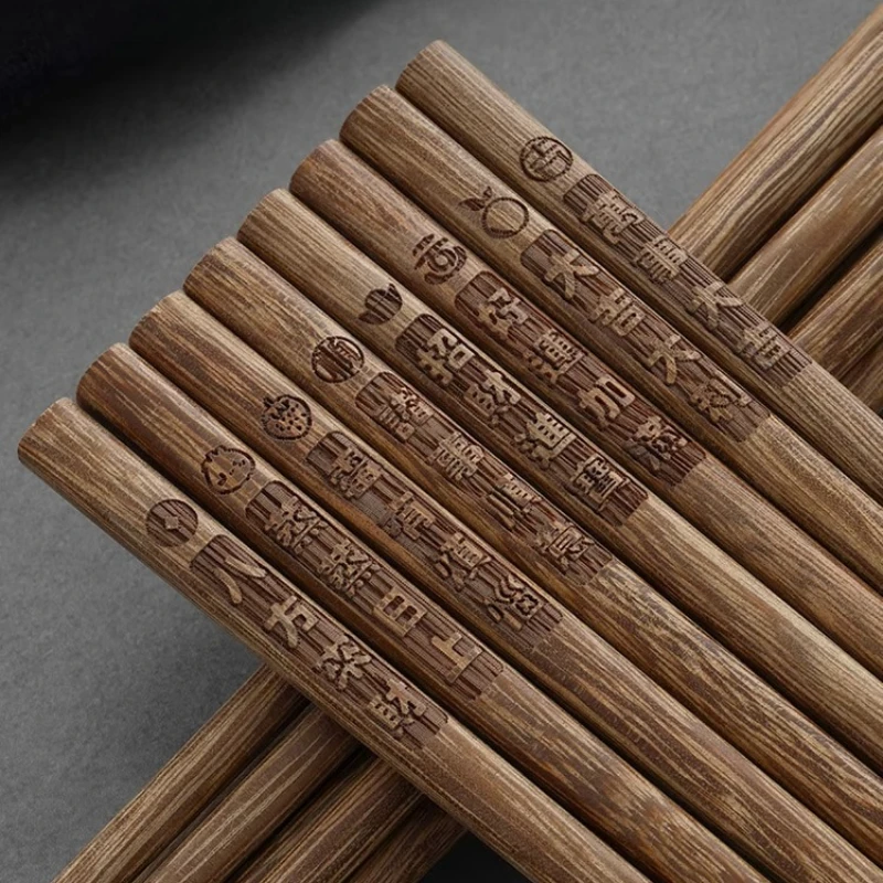 Neue Familien-Essstäbchen aus Palisander, lackfreie, wachsfreie, geschnitzte Essstäbchen aus massivem Holz mit Segen Image