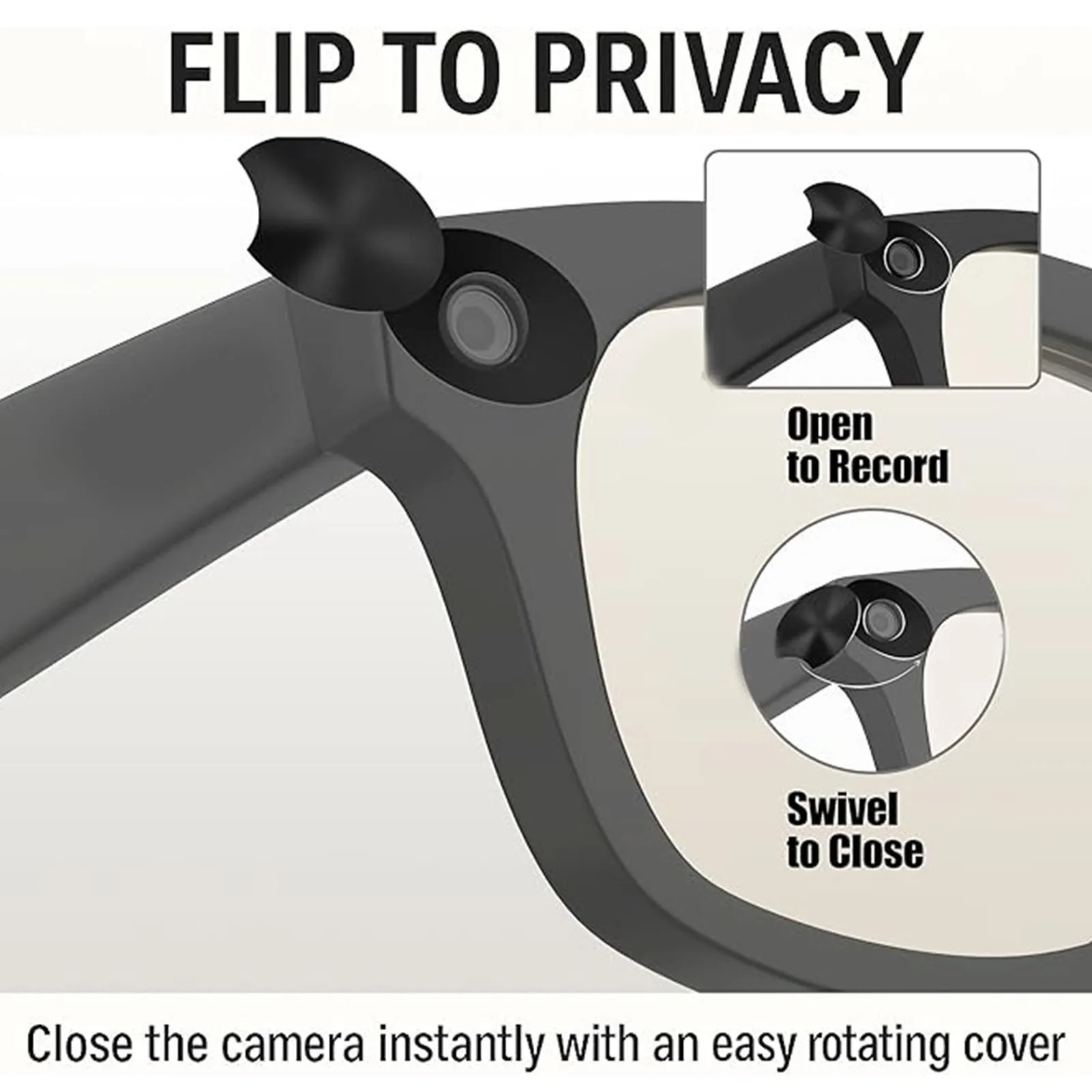 Intelligente Brillen-LED-Licht blockierende Aufkleber, passend für Meta, verschiebbar, wiederverwendbar, selbstklebend, für Brillen, Kamera-Abdeckung, Schwarz Image