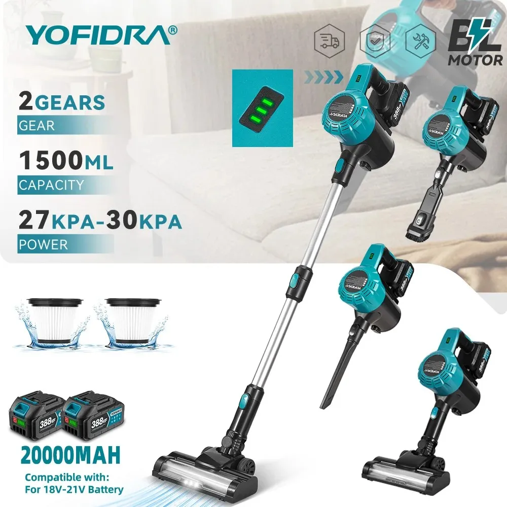 YOFIDRA 1800W Bürstenloser Staubsauger 30KPa 1,5L Tragbare Leistungsstarke Saug-Haushaltsreinigungswerkzeuge Für Makita 18V Batterie Pin Image