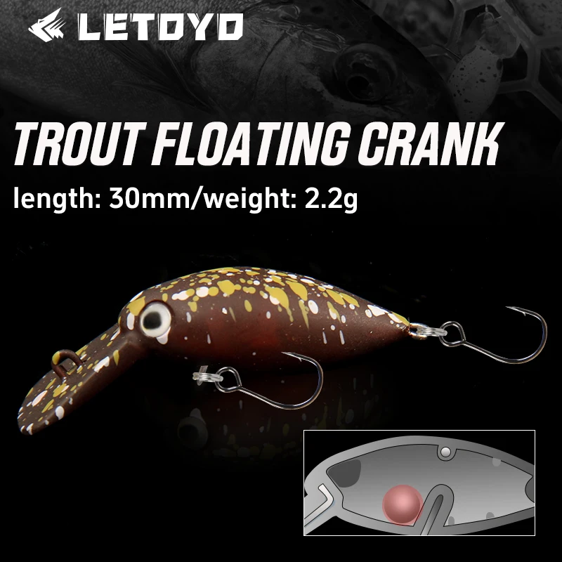 LETOYO 2,2g/30mm Forelle Schwimmende Crankbait Mini Stream Harten Köder Künstliche Köder Wobbler Barsch Köder Wobbler Forelle angeln Köder Image