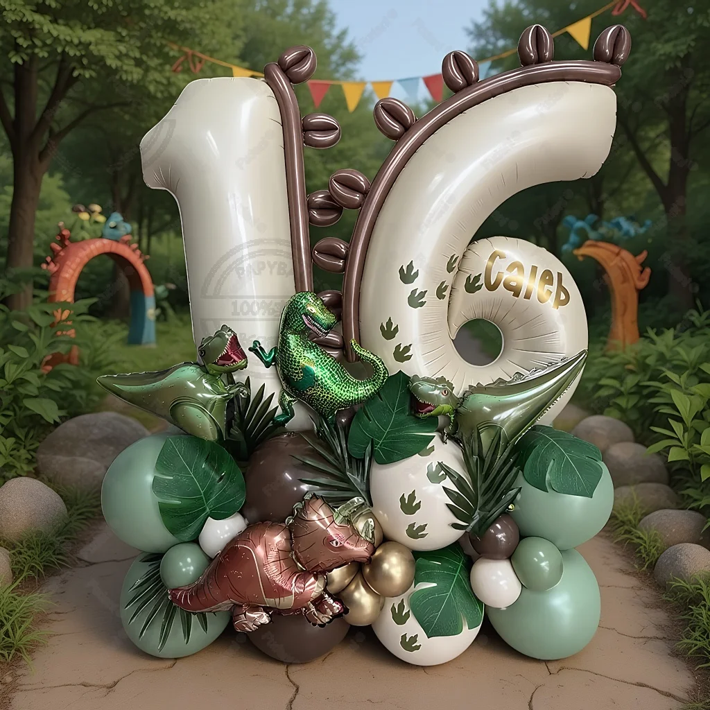 54-teiliges Dschungel-Themen-Dinosaurier-Party-Ballonbogen-Set für Jungen, Wild One, 1. Geburtstag, Party-Dekoration, Babyparty, erster Geburtstag Image