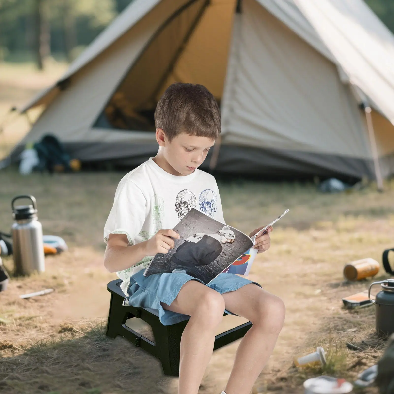 Camping Toilette Camp Toilette faltbarer Sitz Hocker Privatsphäre Zubehör für Rucksackreisen Wandern Zelt RV Reise Auto Boot Image