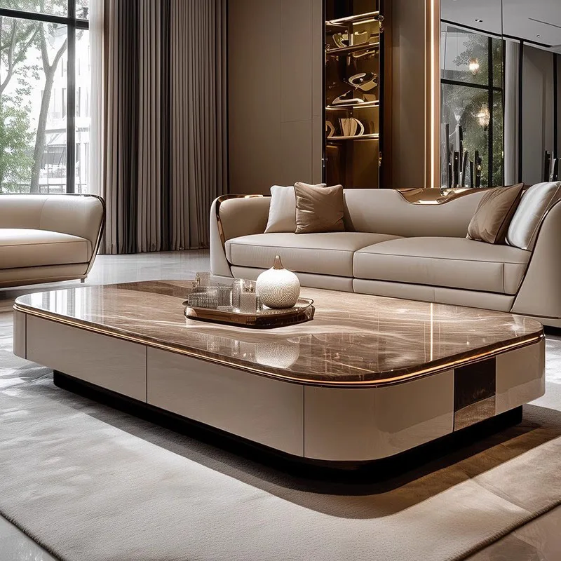 Italienischer Luxus-Couchtisch für Wohnzimmer, moderner Couchtisch mit klarem Mechanismus, ästhetische, einzigartige Couchtisch-Lounge-Suite-Möbel Image