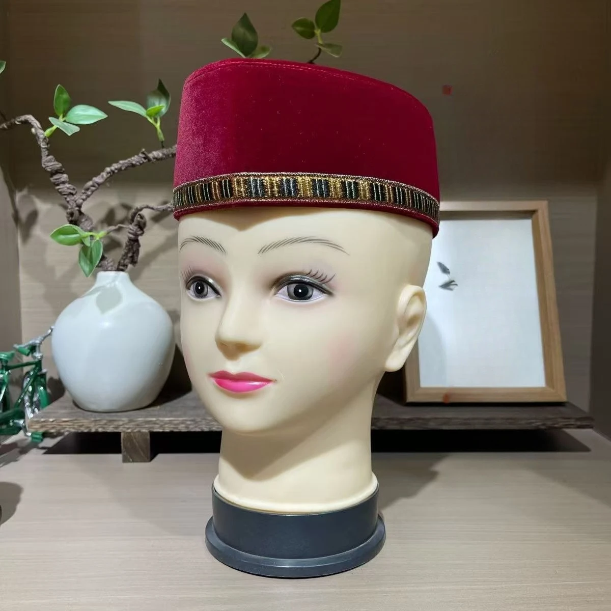 2023 neue Muslimische Männer Hüte Malaysische Boot Hut Luxus Eid Ramadam Gebet Elegante Kopfbedeckung Rot Hochzeit Party Islamischen Kufi Caps Neue