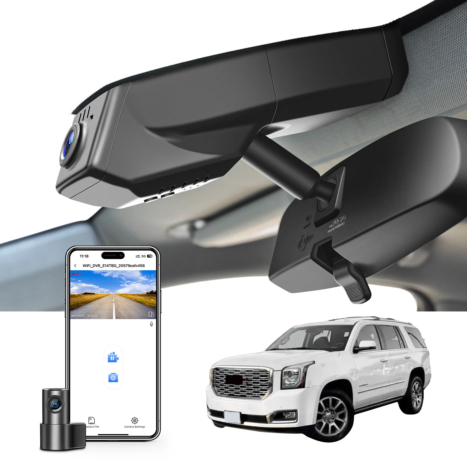 Mangoal Dashcam 4K für GMC Yukon, Yukon XL (2015-2026) Fahrzeugrekorder mit 64GB 128GB SD-Karte, Nachtsicht, WLAN, APP, GPS DashCam Image