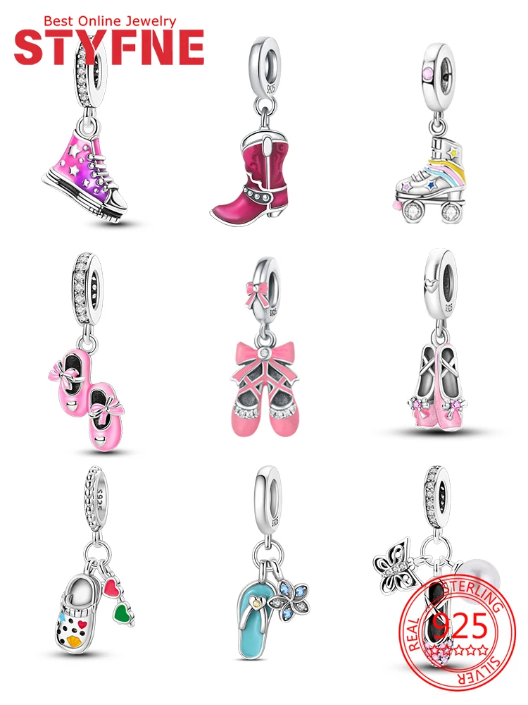 Original 925 Silber Schuhe Serie Charms Stiefel Flip-flops Ballett Schuhe Perlen Anhänger Fit Frauen Diy Armband Machen Schmuck geschenke