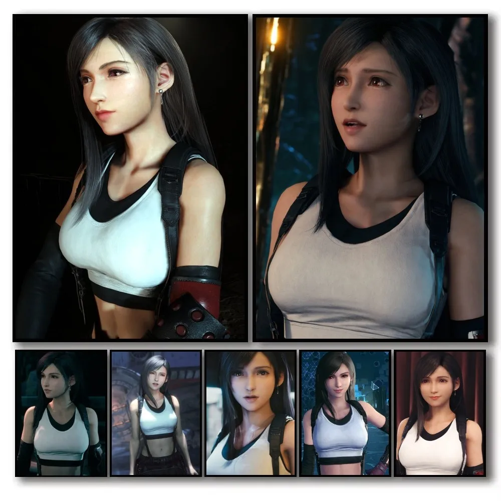 1PC T-Tifa L-LockhartS Spiel Poster Selbst-klebe Kunst Wasserdichte Papier Aufkleber Kaffee Haus Bar zimmer Wand Dekor Image