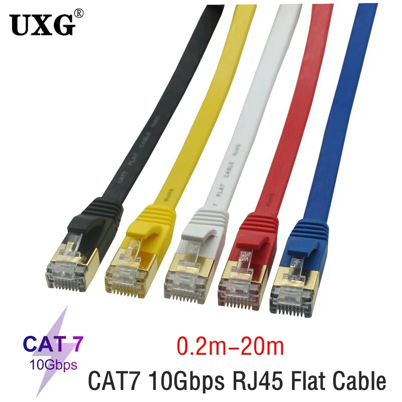 Cat7 RJ45 Flache Ethernet High Speed Lan Kabel Cat7 RJ45 Ethernet Netzwerk 8P8C Kurze Kabel 0,2 m 0,5 m 1m 3m 5m Für Router PC Laptop Image
