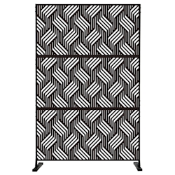 RATTATAN Dekoratives Metallpaneel, Trennwand für Außen- oder Innenbereich, Sichtschutzwand, Paravent aus Stahl, modernes Design – Schwarz/Motiv Image