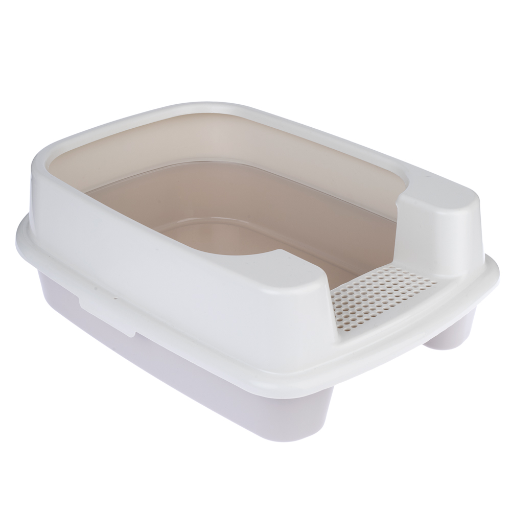 Cream/Light Grey Toyger Rounded TIAKI Cat Litter Tray