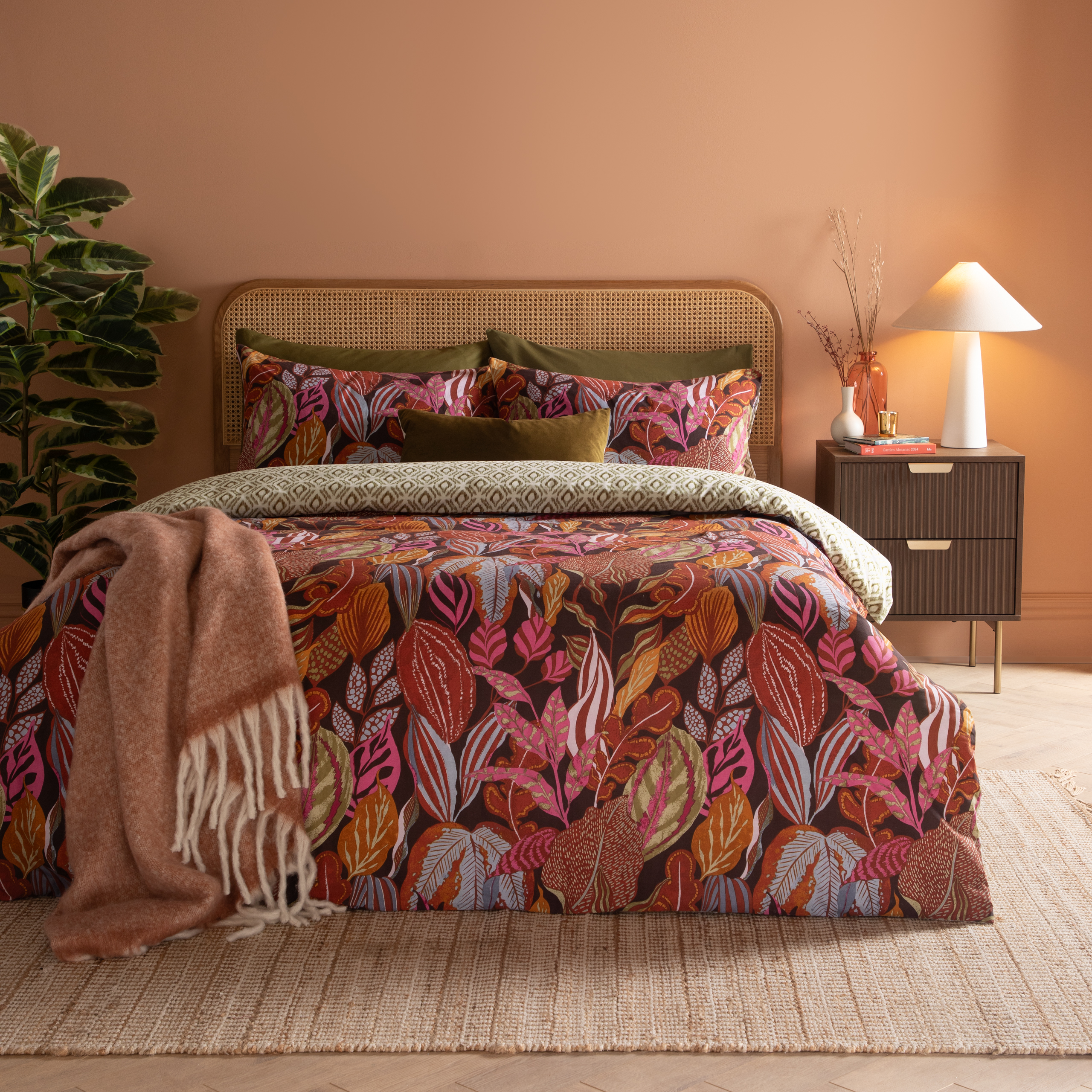 furn. Utopia Printed Reversible Duvet Cover Set - Orange Polycotton - Size King | furn. Sale | Discount Designer Brands