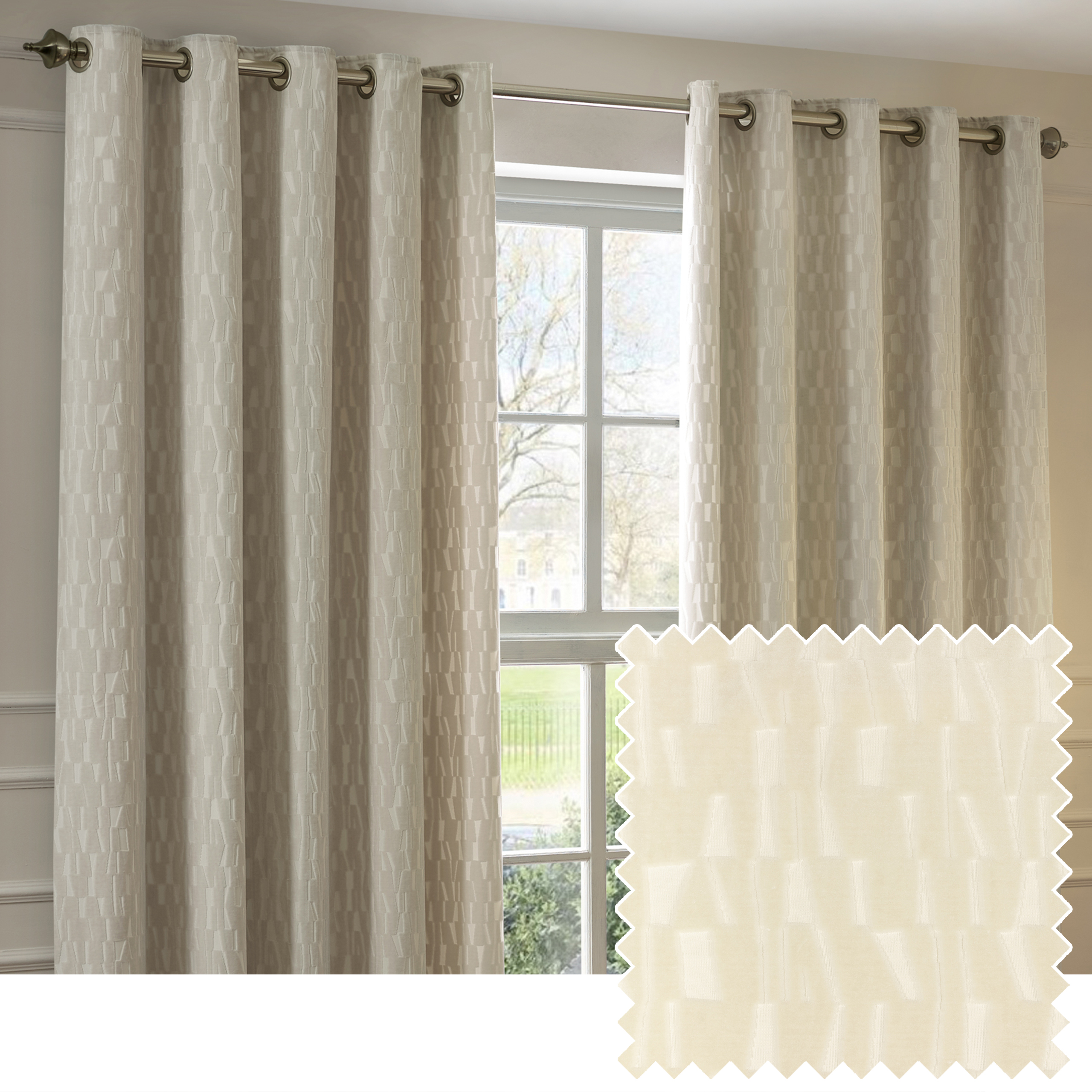Paoletti Manhattan Velvet Room Darkening Eyelet Curtain Pair, Ivory - Cream - Size 168 cm x 183 cm | Paoletti Sale | Discount Designer Brands
