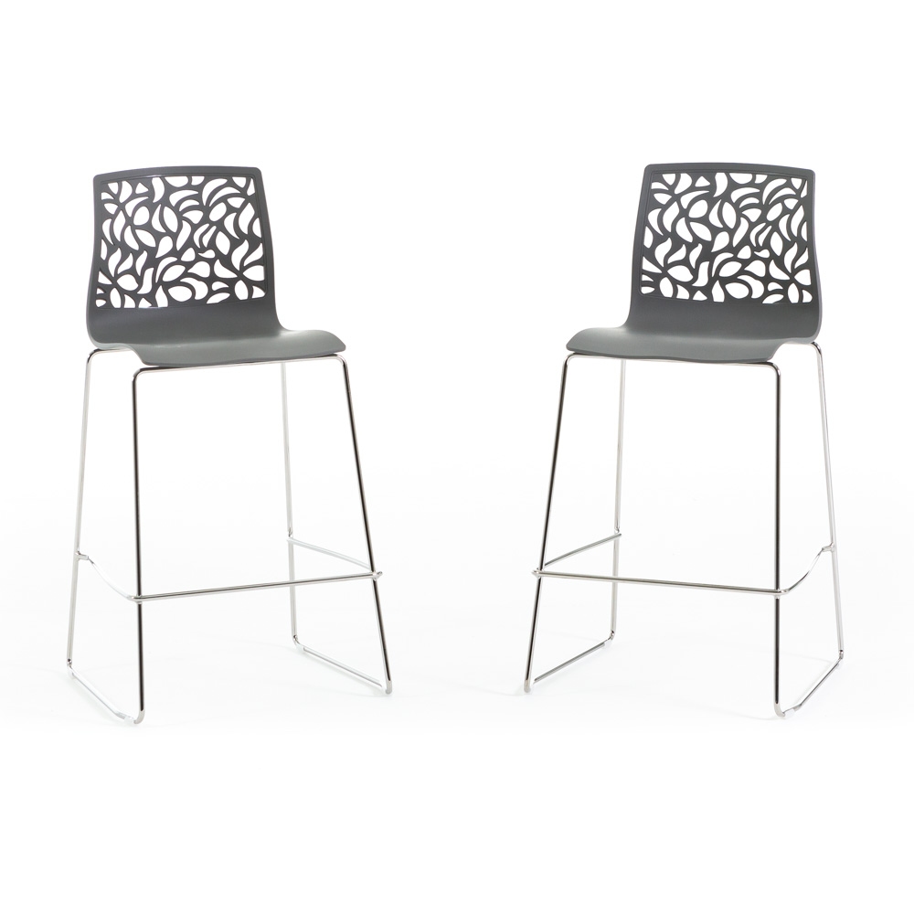 RATTATAN 2er-Set Barhocker aus Polypropylen mit Metallbeinen, modernes und elegantes Design – ideal für Bar, Restaurant oder Küche – Anna XL – Dunkelgrau Image