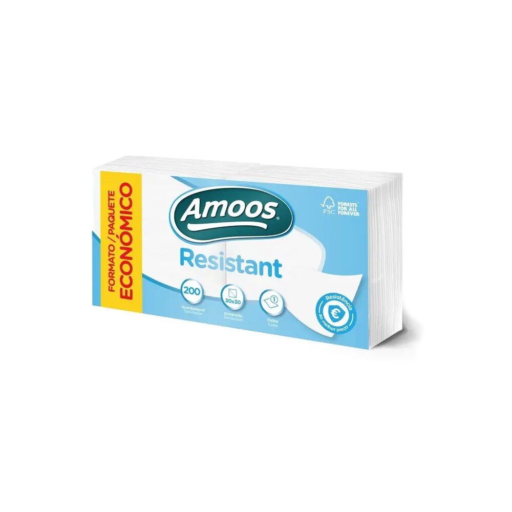 Servietten 30x30 1Fl Weiß Amoos 200un (gefaltet 15x15) Image