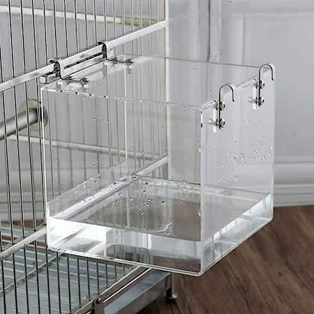 Acrylic Bird Bath Box Hanging Bird Bath Parrot Leak-Proof Bath Bird Supplies Shower Cage Accessory