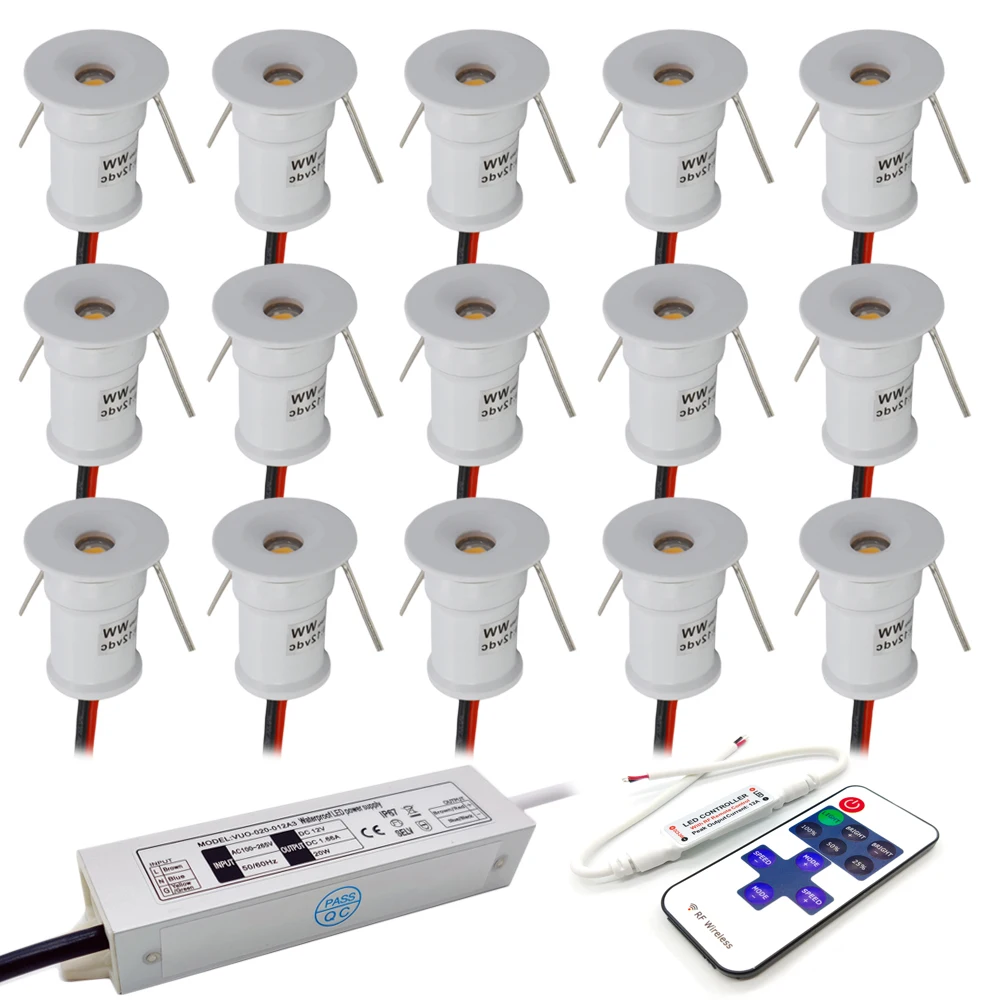 IP65 Mini Downlight LED 12V DIY Scheinwerfer mit Fernbedienung Dimmbare Küche Schrank Licht 1W Einbau Spot Decke beleuchtung