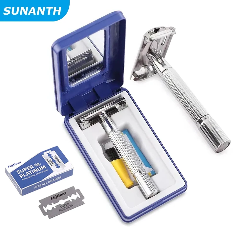 Double Edge Rasiermesser-Set, klassischer traditioneller Sicherheitsrasierer für Männer, Bart-Sicherheitsrasierer für Friseur-Styling-Zubehör, Werkzeuge Image