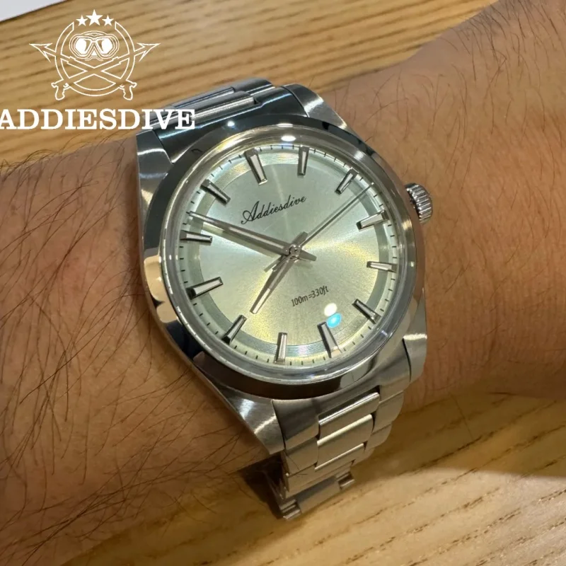 ADDIESDIVE 36mm Herrenuhr 316L Edelstahl 100mWaterproof AD2066 BGW9 Super Luminous VH31 Bubble Mirror Glass Quarzuhr Image