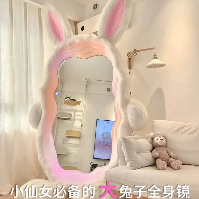 Kaninchen-Ganzkörper-Bodenspiegel Memphis, leuchtender Ganzkörperspiegel für Bekleidungsgeschäfte, Schlafzimmer-Make-up, Spiegelleuchte