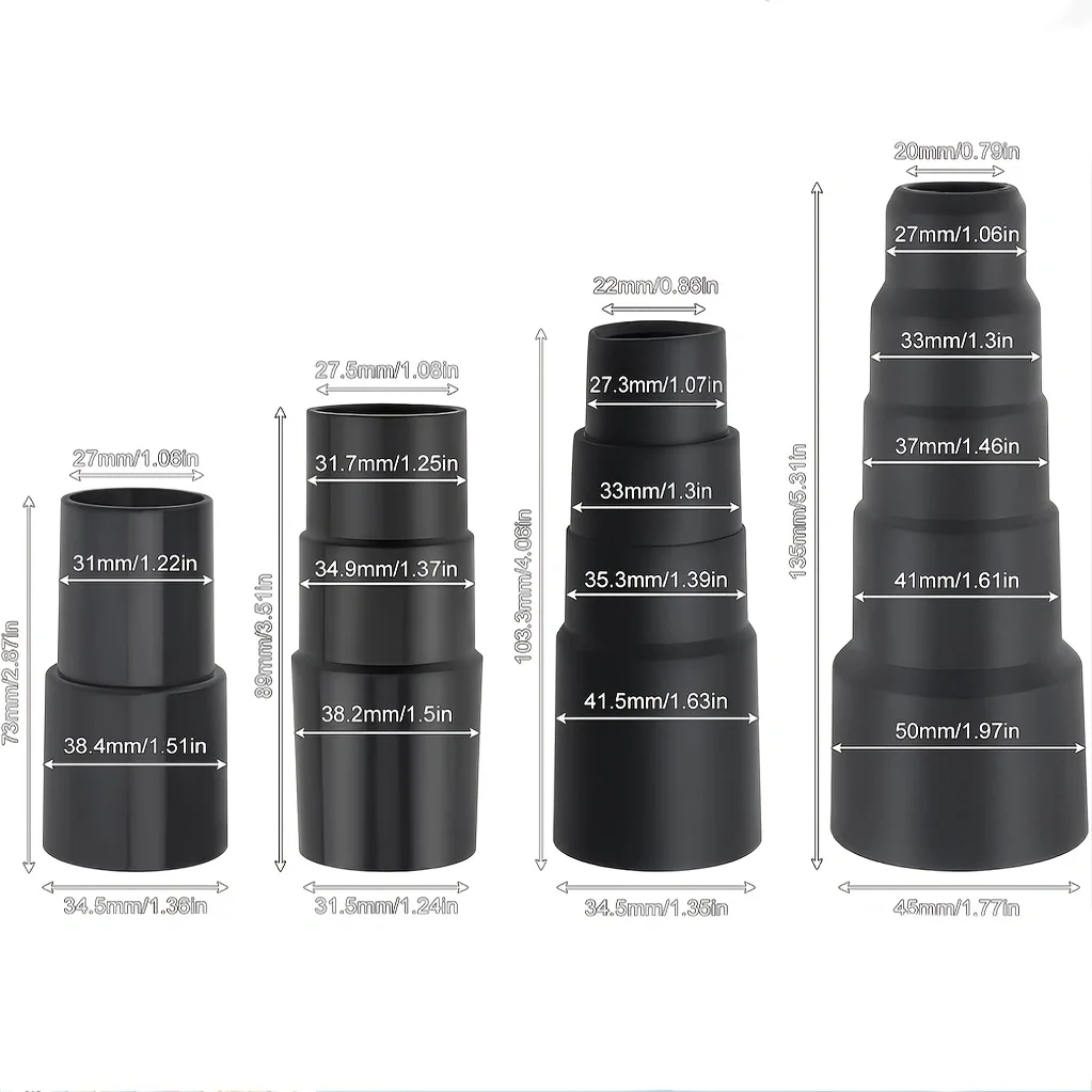 4-teiliges Vakuumschlauch-Adapter-Set, Zubehör-Adapter, Pool-Versorgung, 1 1/2 Zoll auf 1 3/8 Zoll auf 1 1/4 Zoll, 1 1/8 Zoll auf 1 3/8 Zoll Image