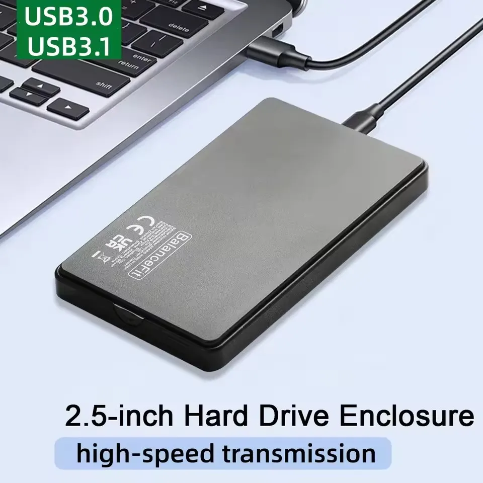 2,5-Zoll-Gehäuse für mobile Festplatten, USB 3.0/Typ-C-Festplatten für 9,5 mm 7 mm SATA III II I, unterstützt UASP High Speed, ohne Werkzeug